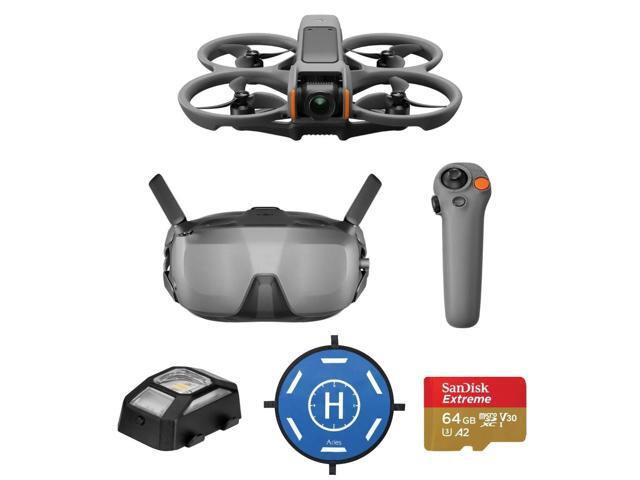 DJI Avata 2 Fly Smart Combo with 1 Battery Bundle with 64GB Memory Card, 15.7' Landing pad, Anti-Collision Light