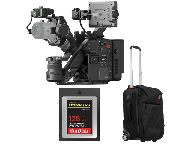 DJI Ronin 4D 4-Axis 6K Cinema Camera 6K Combo Kit, Bundle with 128GB Type-B Memory Card, Roller Bag