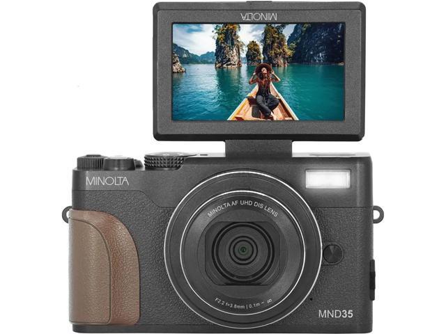 Minolta MND35 64MP 4K Ultra HD Wi-Fi Digital Camera, Black, Bundle with 64GB Memory Card, Octopus Tripod, USB 2.0 Card Reader