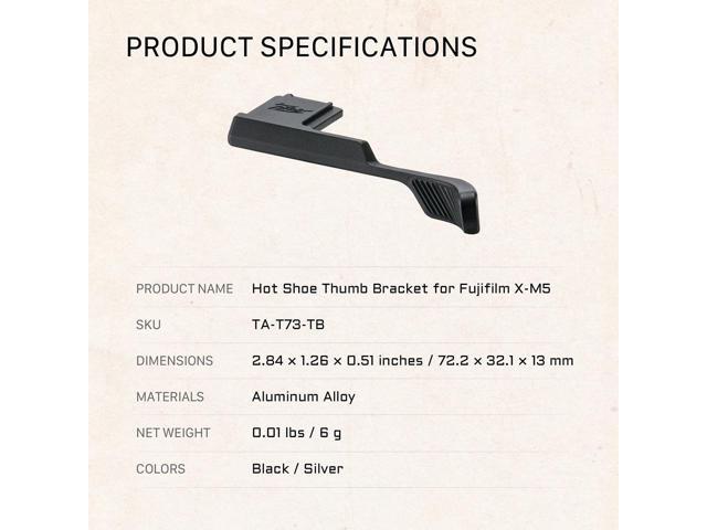 Tilta Hot Shoe Thumb Bracket for Fujifilm X-M5 Camera, Black