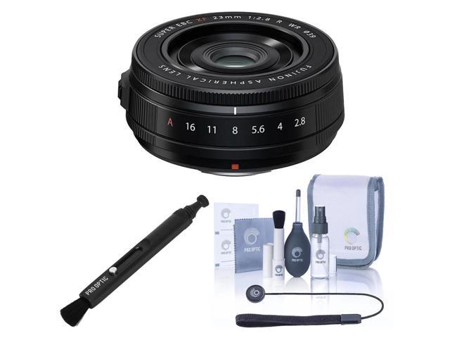 Fujifilm XF 23mm f/2.8 R WR Lens, Black with PRO OPTIC Lens Care Kit that includes Universal Lens Cap Tether, Cleaning Kit, and LensPen Lens Cleaner