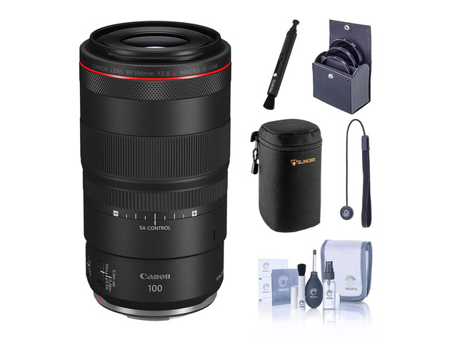 Canon RF 100mm f/2.8 L Macro IS USM Lens, Bundle with ProOptic 67mm Filter Kit, Cleaning Kit, Lens Cap Tether, Lens Pouch, Lens Cleaner