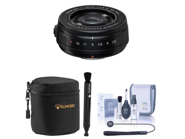 Fujifilm XF 23mm f/2.8 R WR Lens, Black WITH ADORAMA SLINGER SOFT LENS CASE SMALL 5', PRO OPTIC CLEANING KIT, PRO OPTIC LENSPEN LENS CLEANER, AND...