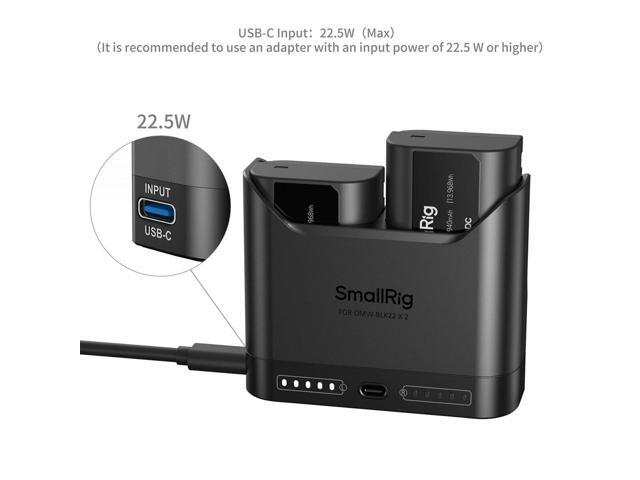 SmallRig 2x DMW-BLK22 14Wh 7.2V 1940mAh Camera Battery with Dual Charger, Black