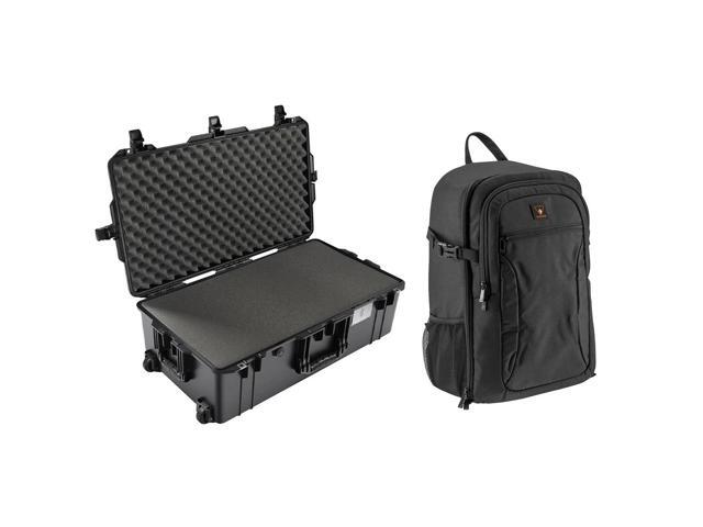 Pelican 1615AirWF Wheeled Hard Case with Foam Insert, Black, w/Camera Backpack
