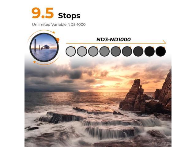 K & F Concept 58mm Nano-Xcel Series ND3-1000 1.5-10 Stop Multi-Coated VND Filter