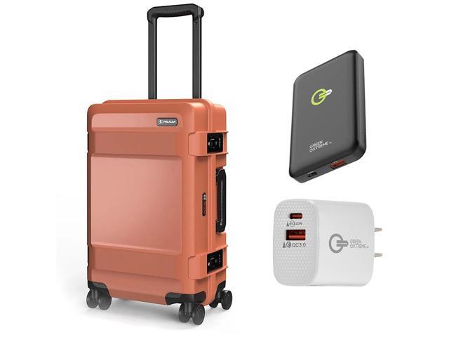 Pelican ATX 22' Wheeled Carry-On Hard Travel Case, Iron Clay, with Power Bank
