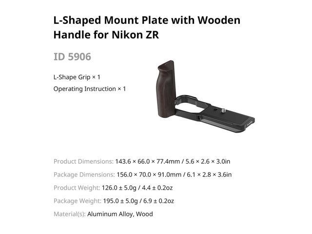 SmallRig L-Shaped Mount Plate with Wooden Handle for Nikon ZR Camera