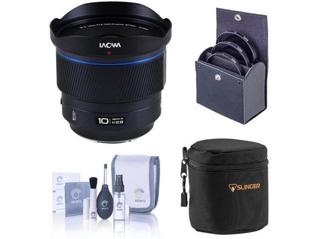 Venus Laowa 10mm f/2.8 Zero-D FF AF Lens for Sony FE with PRO OPTIC Filter, Cleaning Kit and Adorama Slinger Soft Lens Case (Small 5)