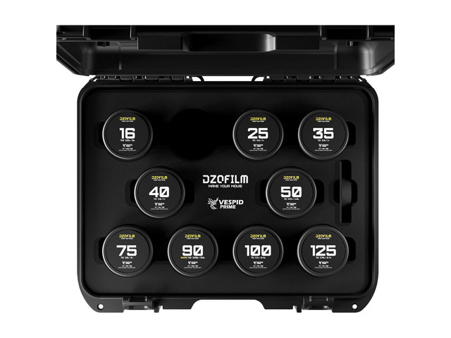 DZOFILM Vespid Prime Cinema 9-Lens Kit with 25mm, 35mm, 40mm, 50mm, 75mm, 100mm, 125mm T2.1, 16mm and 90mm T2.8 Lens for PL & EF Mount
