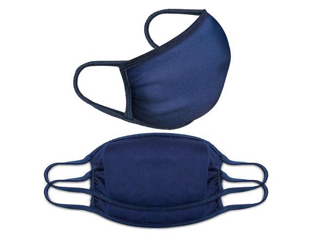 Aleratec Over-Ear Face Mask Mouth Cover, Navy Blue, 3-Pack