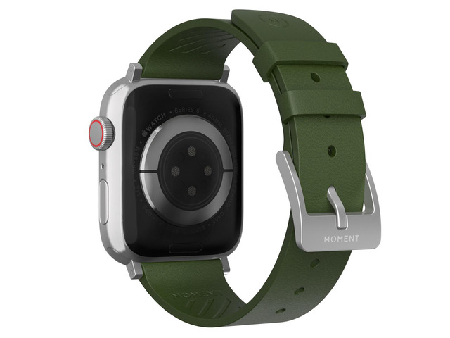 Moment Thin Leather Strap for Apple Watch 38/40/41mm, Olive Green