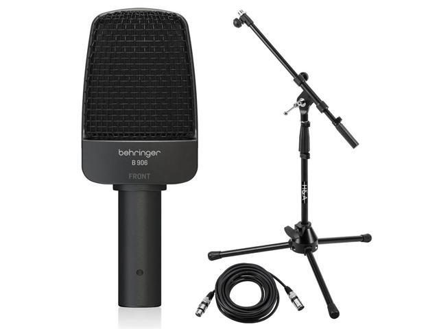 Behringer B 906 Supercardioid Dynamic Instrument Microphone, Bundle with Microphone Stand with Boom and 25' XLR Microphone Cable
