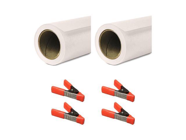 Savage 107'x36' Widetone Seamless Background Paper, Bone, 2-Pack, Bundle with 4x 1-1/4x1' Steel Spring Orange Clamp