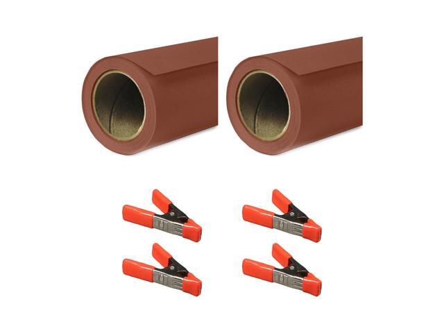 Savage 107'x36' Widetone Seamless Background Paper, Chestnut, 2-Pack, Bundle with 4x 1-1/4x1' Steel Spring Orange Clamp