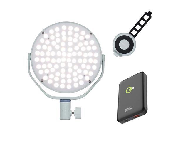 Nanlite miro 30C 30W RGBW LED Round Panel Light, Mint Blue, Bundle with 10000mAh 38.5Wh Qi Wireless Power Bank and Power Bank Holder