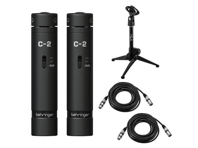 Behringer C-2 Dark Edition Microphones, Pair with with 2x Stand & 2x XLR Cable