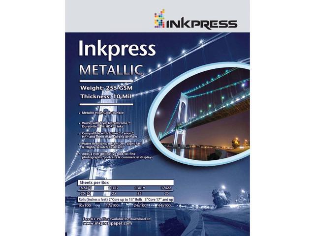 Inkpress Metallic Gloss Glossy Photo Paper(24'x100' Roll) #MP24100