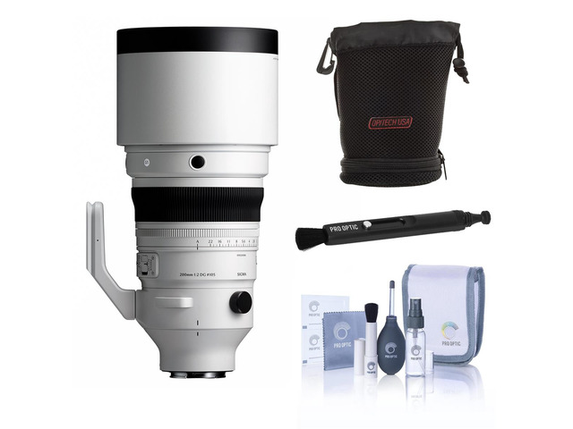Sigma 200mm f/2 DG OS Sports Lens for Sony E, Bundle with Filter Pouch, Lens Cleaner and Cleaning Kit