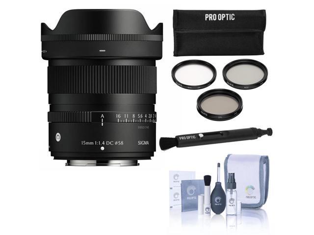 Sigma 15mm f/1.4 DC Contemporary Lens for Fujifilm X w/ PRO OPTIC CLEANING KIT, PRO OPTIC LENSPEN LENS CLEANER & PRO OPTIC 58 FILTER KIT