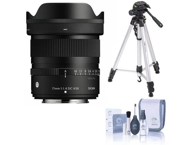 Sigma 15mm f/1.4 DC Contemporary Lens for Fujifilm X w/ TAKAMA 3 SEC TRIPOD W/3-WAY HEAD & PRO OPTIC CLEANING KIT