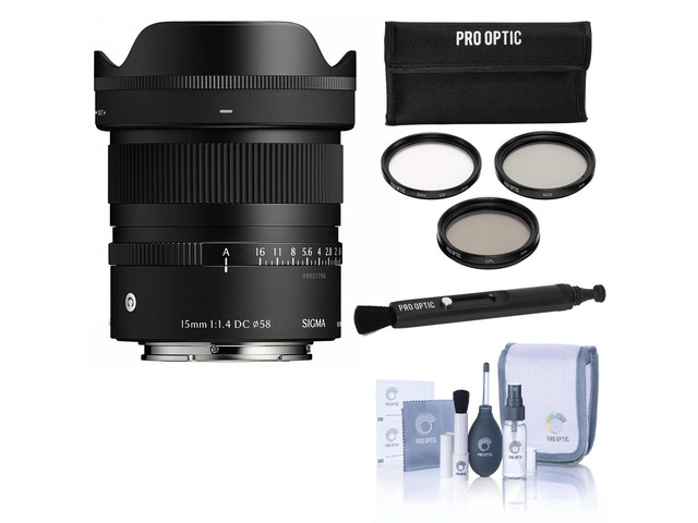 Sigma 15mm f/1.4 DC Contemporary Lens for Sony E w/ PRO OPTIC CLEANING KIT, PRO OPTIC LENSPEN LENS CLEANER,PRO OPTIC LENSPEN LENS CLEANER & PRO...