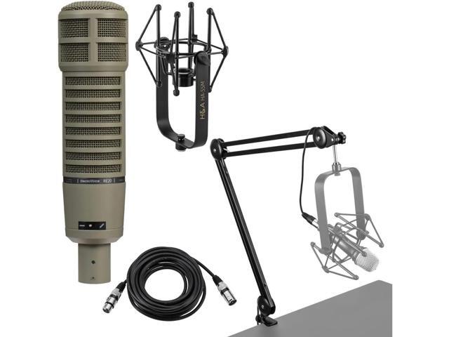 Electro-Voice RE20 Variable-D Dynamic Cardioid Microphone, 45-18000Hz Frequency Response, 150 Ohms - Bundle with 309A Shock Mount, Telex WSPL-2...