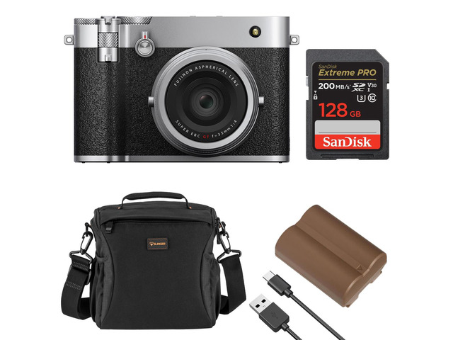 Fujifilm GFX100RF Digital Camera, Silver, Bundle with Included Value