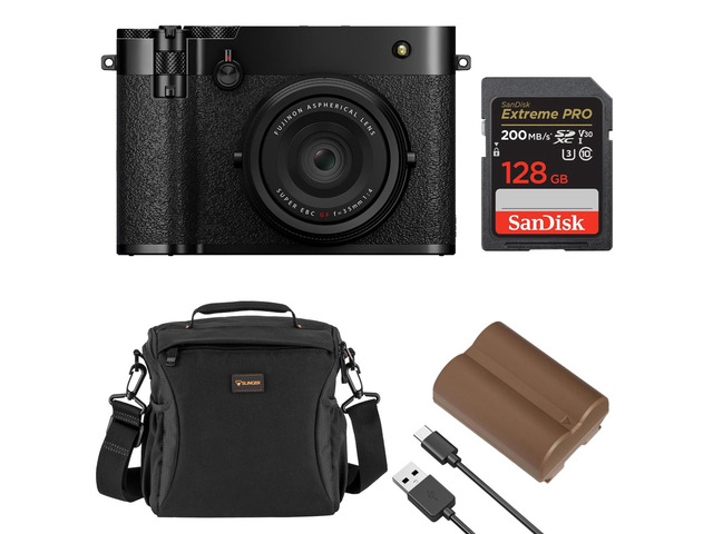 Fujifilm GFX100RF Digital Camera, Black, Bundle with 128GB Memory Card, NP-W235 Battery and Shoulder Bag