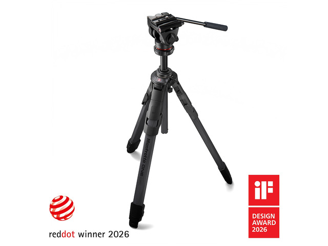 Manfrotto 500X Fluid Video Head with ONE Carbon Fiber Hybrid Video Tripod