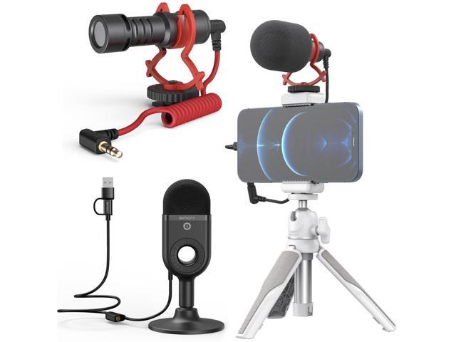SmallRig 3452 Simorr Wave S1 Lite Compact On-Camera Shotgun Microphone with Simorr Vigor VK-20 White VLOG KIT 3519 and simorr Wave U1 USB Condenser...