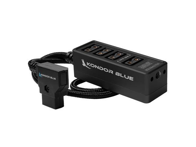 Kondor Blue 16' Male D-Tap to 4-Port Female D-Tap Splitter Hub, Raven Black