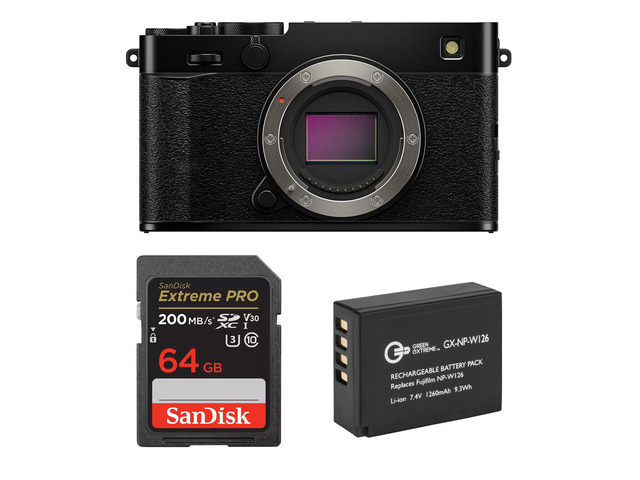 Fujifilm X-E5 Mirrorless Camera, Black, Bundle with 64GB Memory Card and NP-W126 Battery