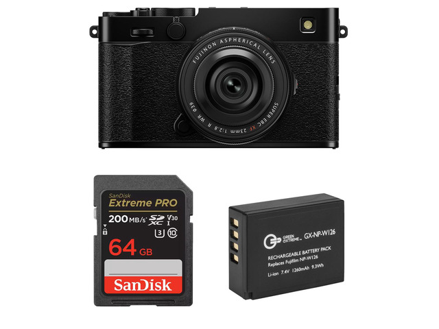 Fujifilm X-E5 Mirrorless Camera with XF 23mm f/2.8 R WR Lens, Black, Bundle with 64GB Memory Card and NP-W126 Battery
