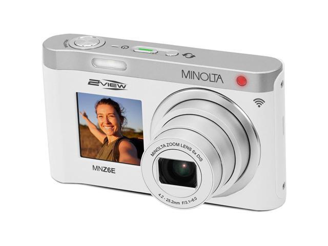 Minolta MINOLTA MNZ6E 2VIEW 64 MP / 4K Dual LCD Camera w/6x Optical Zoom (White)
