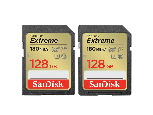 SanDisk Extreme UHS-I U3 SDHC/SDXC Memory Card - 128GB, 2-Pack