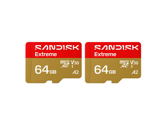 SanDisk Extreme UHS-I U3 microSDXC Memory Card - 64GB, 2-Pack