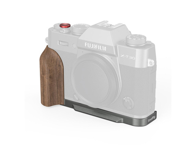 SmallRig L-Shaped Mount Plate with Wooden Handle for Fujifilm X-T30, X-T30 II and X-T30 III Cameras, Charcoal Silver