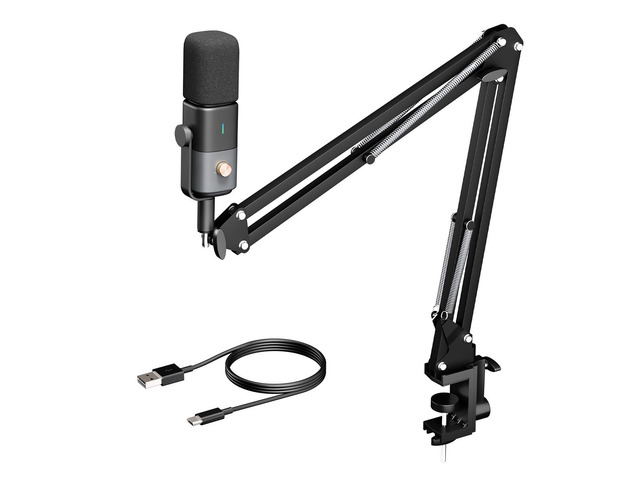 NearStream AM20X Supercardioid XLR/USB Condenser Podcast Microphone with Boom Arm