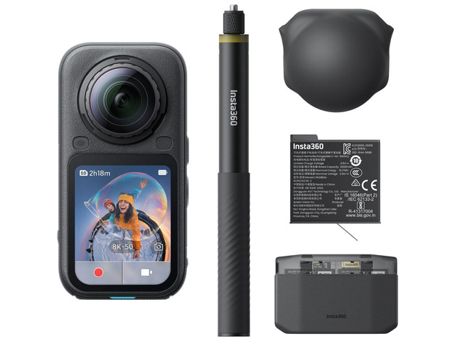 Insta360 X6 8K 360 Action Camera Essential Bundle, Midnight Black #CINSABXA-X603