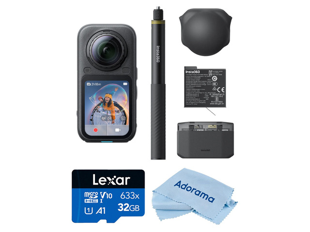 Insta360 X6 8K 360 Camera Essential Bundle, Black, with 32GB Memory Card