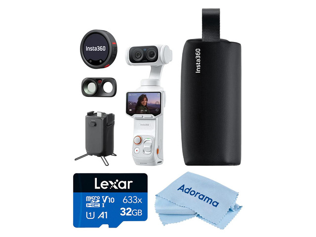 Insta360 Luna Ultra 8K Dual-Lens Gimbal Camera Creator Bundle, White, Bundle with 32GB microSDHC Memory Card and Cleaning Cloth