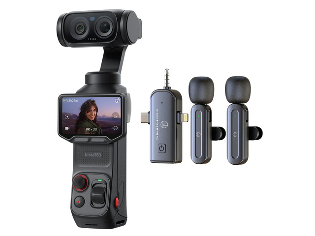 Insta360 Luna Ultra 8K Dual-Lens Gimbal Camera Standard Combo,Black,Lav Mic
