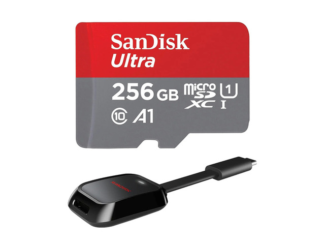 SanDisk Ultra UHS-I U1 microSDXC Memory Card - 256GB, With Reader