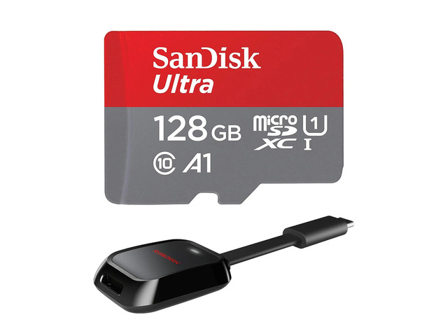 SanDisk Ultra UHS-I U1 microSDXC Memory Card - 128GB, With Reader