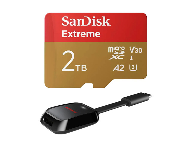 SanDisk Extreme UHS-I U3 microSDXC Memory Card - 2TB, With Reader