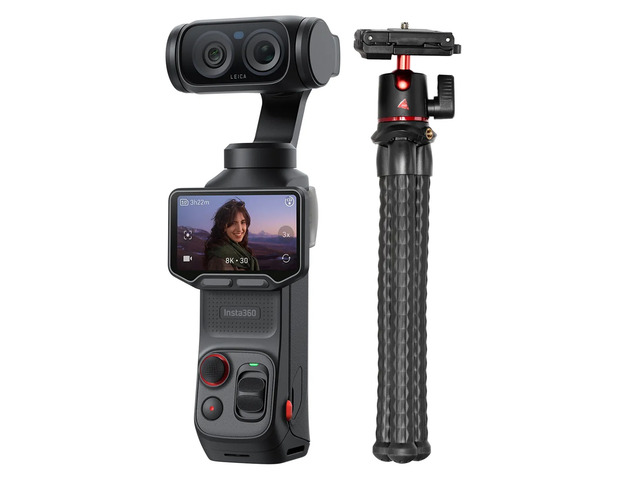 Insta360 Luna Ultra 8K Pocket Gimbal Camera Standard Combo, Cosmic Black, Bundle with FlexGrip Mini Tripod