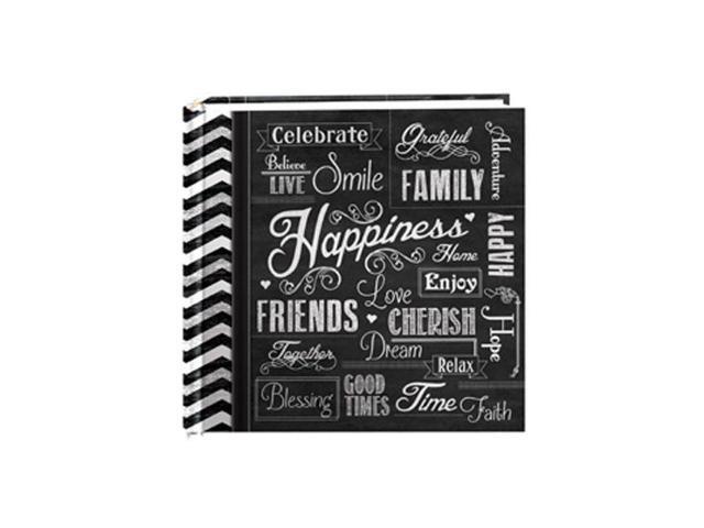 pioneer photo albums ev-246chlk/h 200-pocket chalkboard printed happiness theme photo album for 4 by 6-inch prints