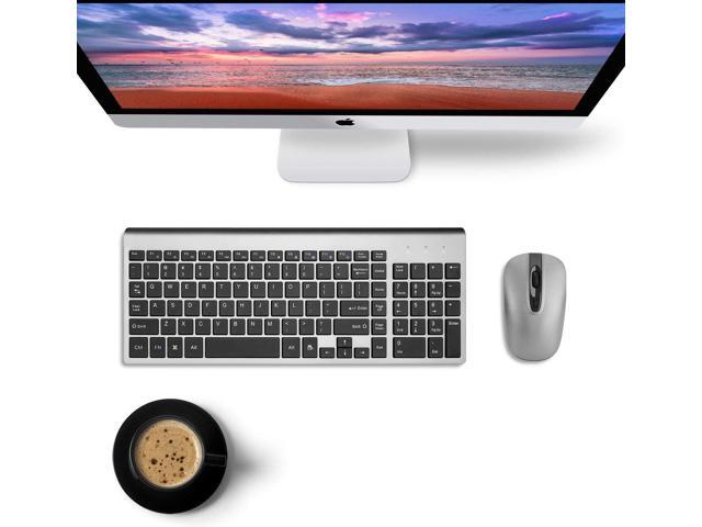 Wireless Keyboard Mouse Combo, cimetech Compact Full Size Wireless Keyboard and Mouse Set 2.4G Ultra-Thin Sleek Design for Wi