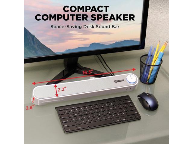GOgroove Computer Speaker Mini Soundbar - USB Powered PC Sound Bar with Easy Setup Wired AUX, Stereo Audio, Microphone Port, Volume Control Knob,...